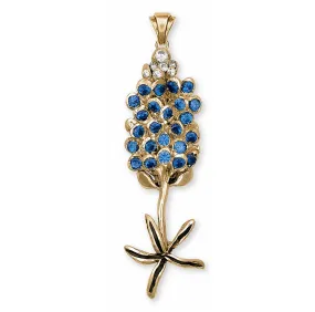 Bluebonnet Pendant Jewelry 14k Gold Handmade Texas Wildflower Pendant BB4-PG