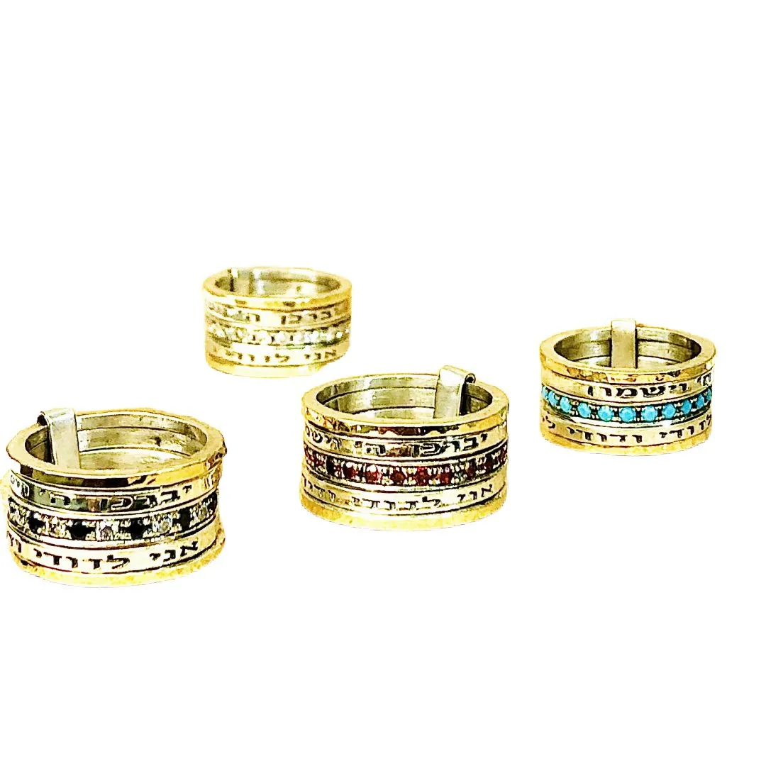 Bluenoemi Rings for Woman Hebrew Blessings Ring