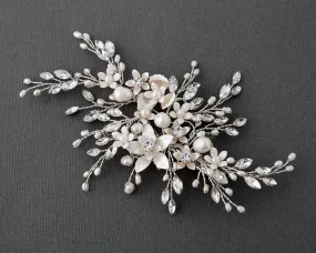 Bridal Hair Clip with Marquise and Pearl Sprays