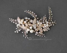 Bridal Headpiece Clip of Jewel Sprays and Pearls