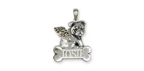 Bulldog Angel Pendant Jewelry Sterling Silver Handmade Dog Pendant BD30-ANP