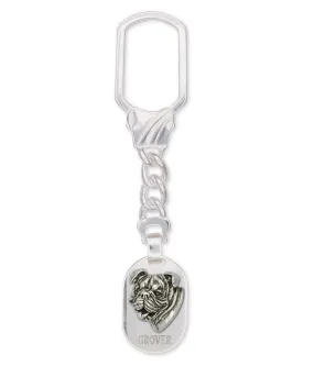 Bulldog Key Ring Jewelry Sterling Silver Handmade Dog Key Ring BD7-KRE