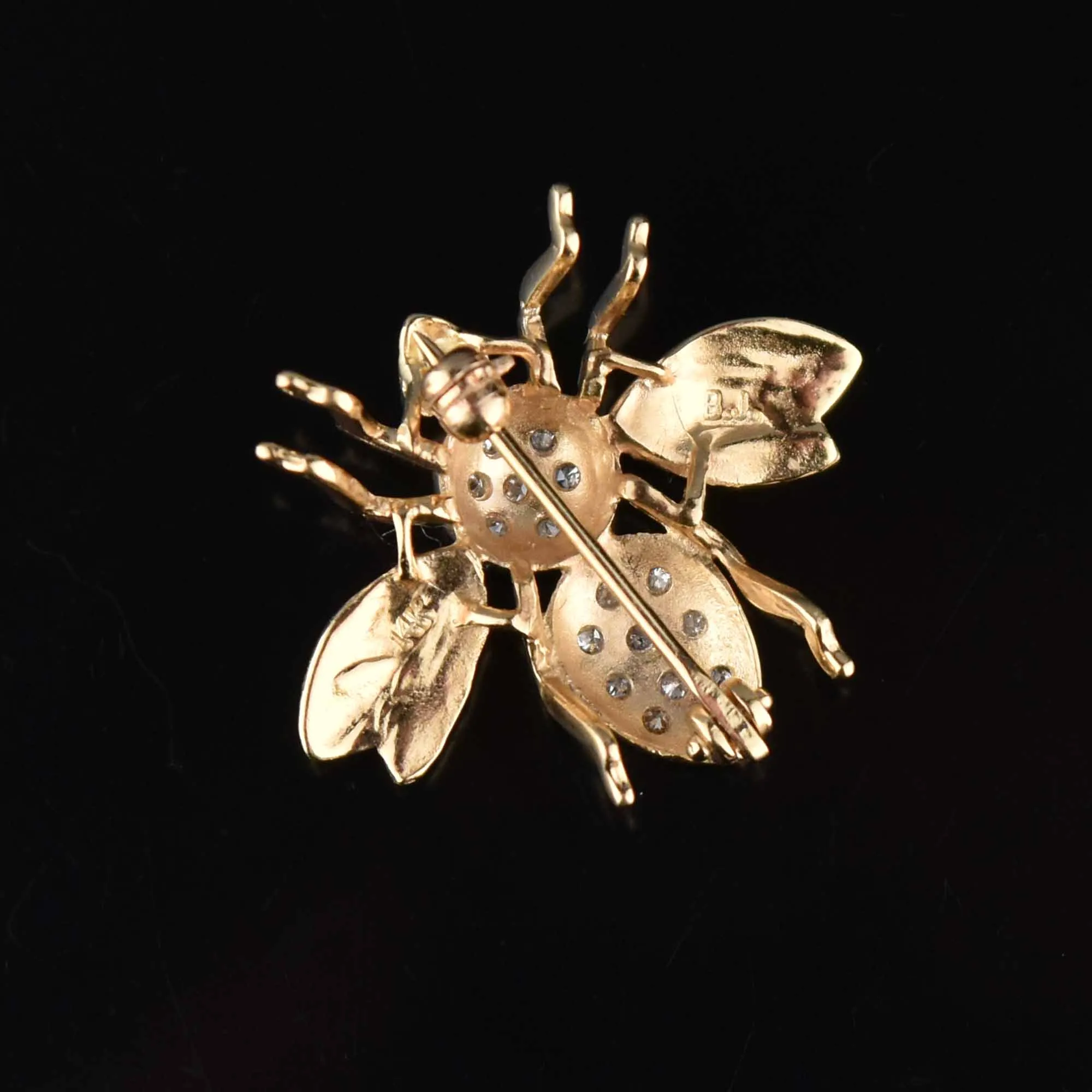 BumbleBee Bee Diamond Brooch Pendant in 14K Gold