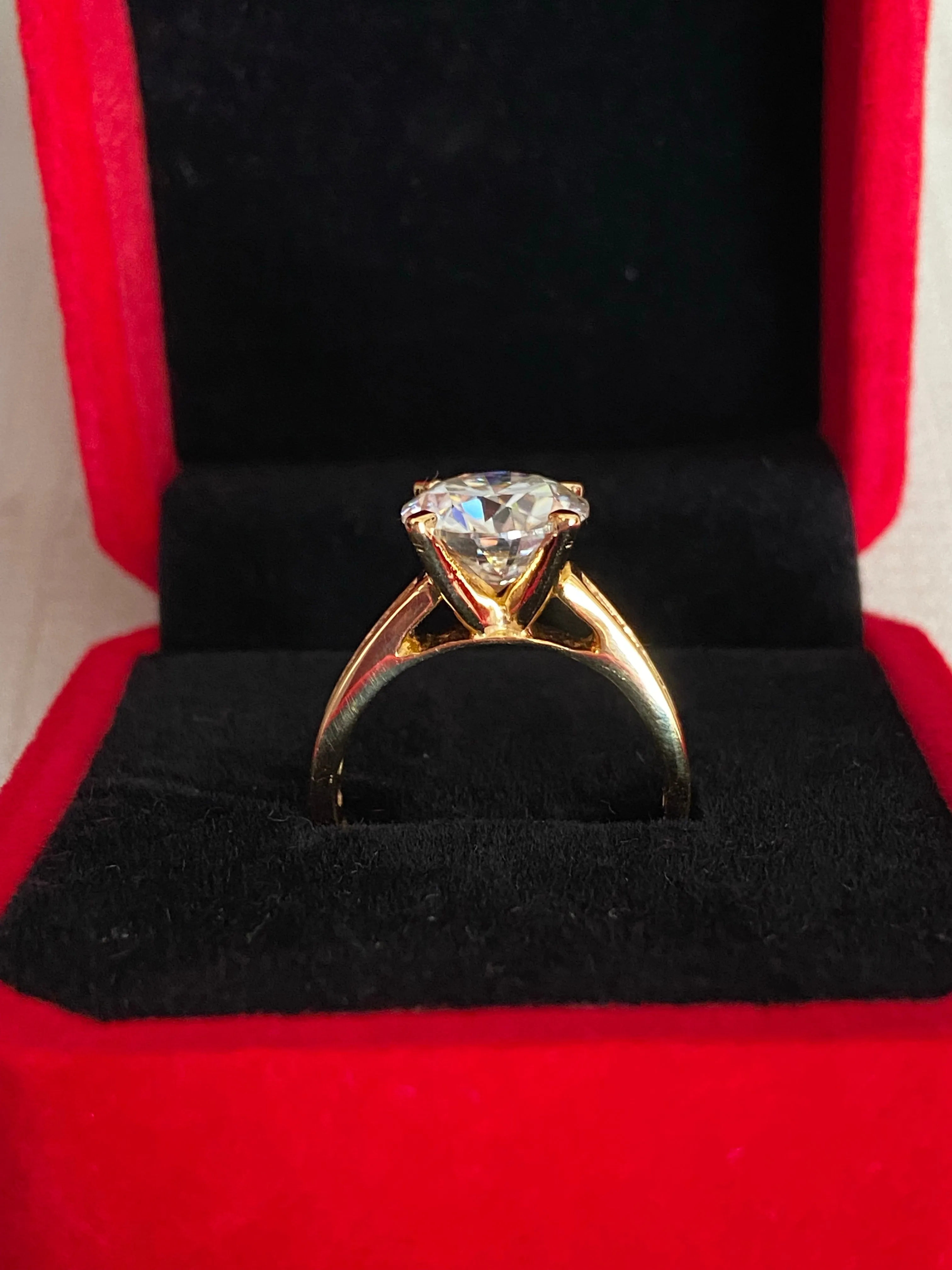 Cassandra Moissanite Engagement Ring in 18K Yellow Gold