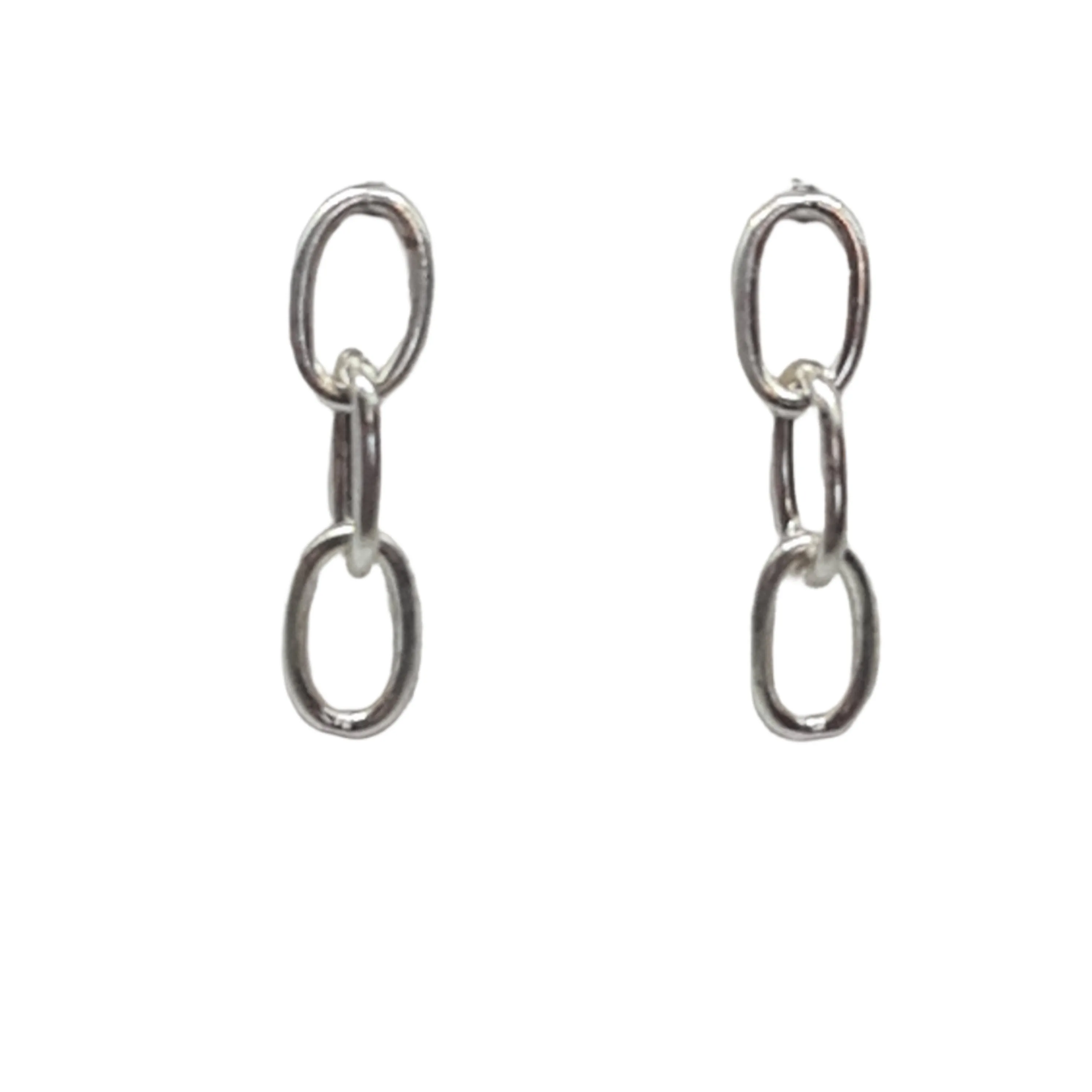 Chain link stud drop earrings