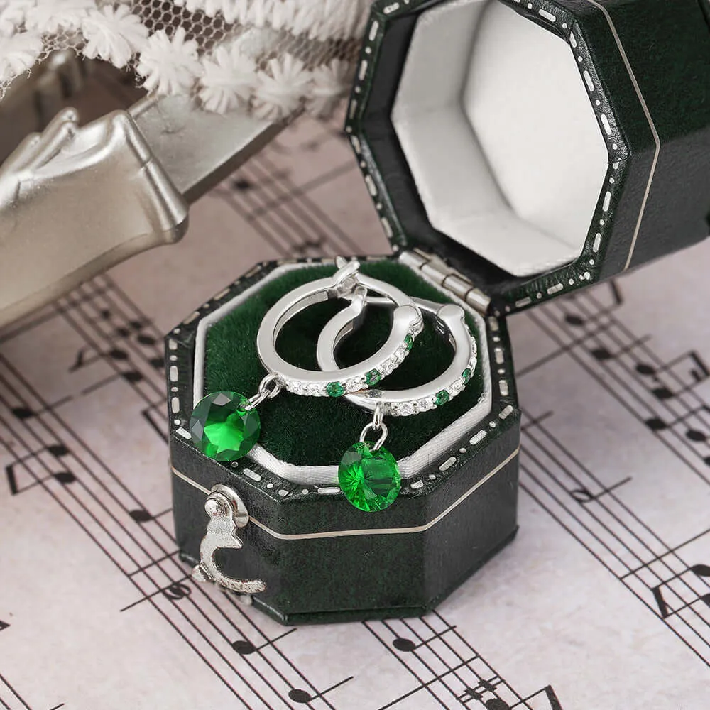 Charming Huggie Hoop Earrings with Emerald CZ Diamond