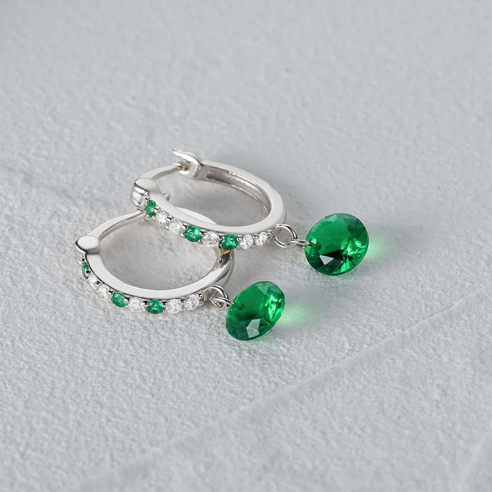 Charming Huggie Hoop Earrings with Emerald CZ Diamond