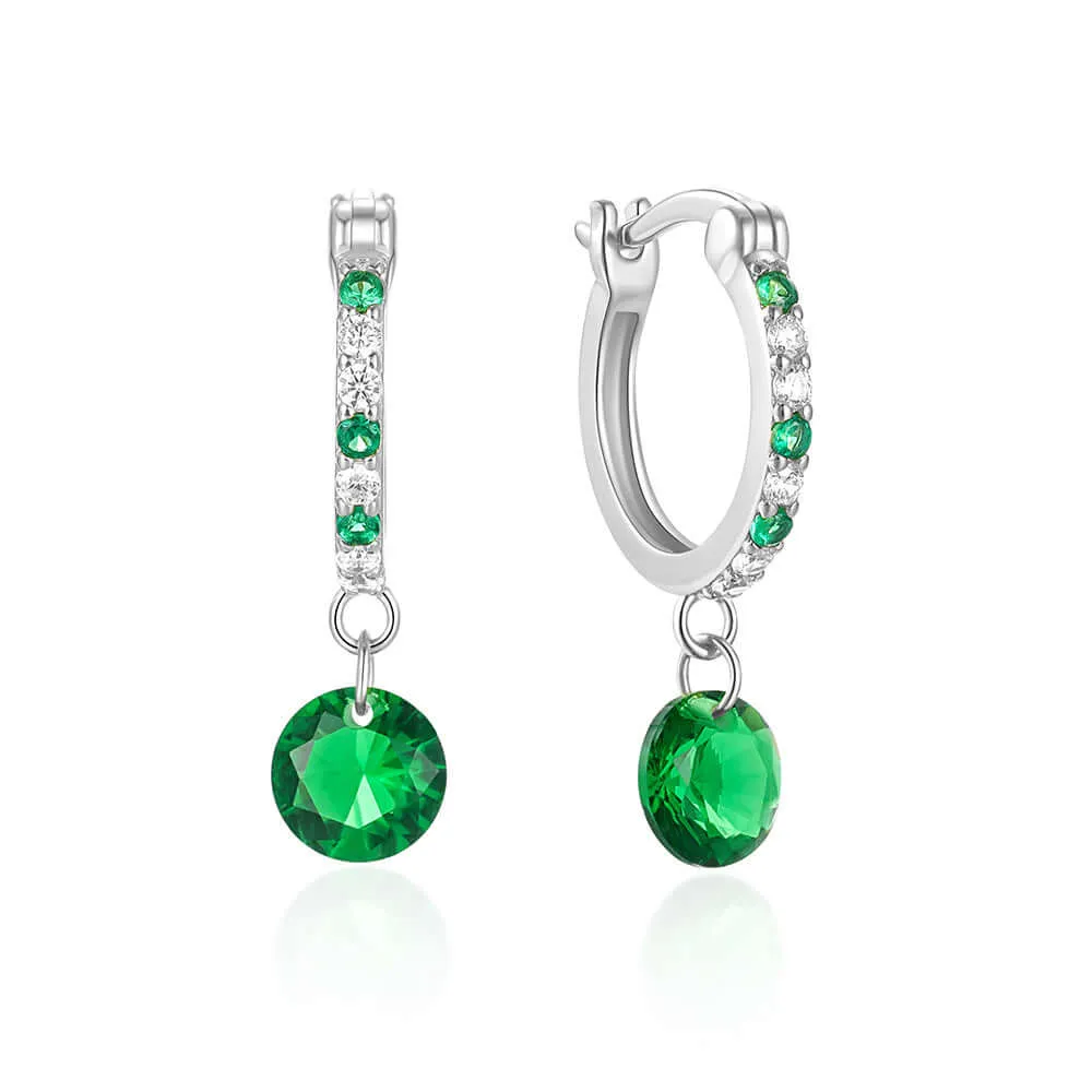 Charming Huggie Hoop Earrings with Emerald CZ Diamond