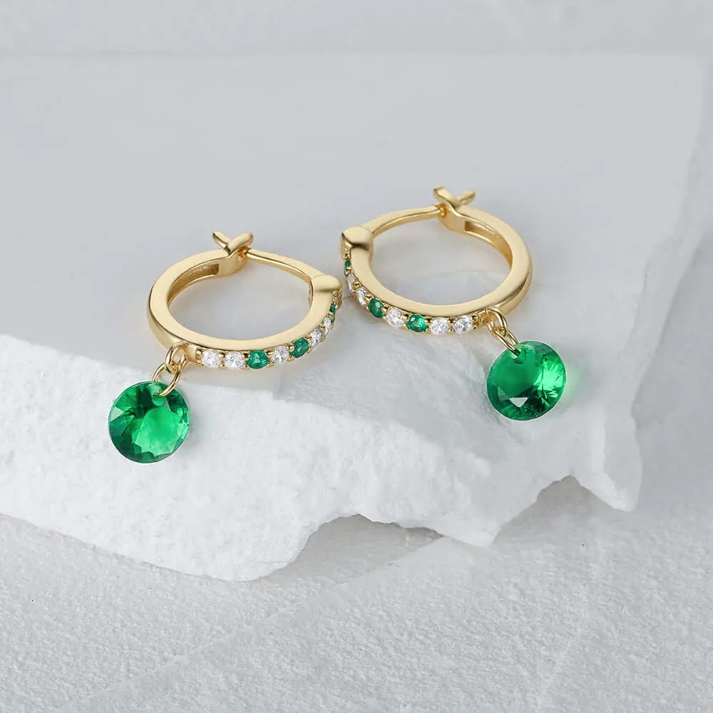 Charming Huggie Hoop Earrings with Emerald CZ Diamond