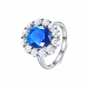 Classic Blue Sapphire Round Cut Engagement Ring