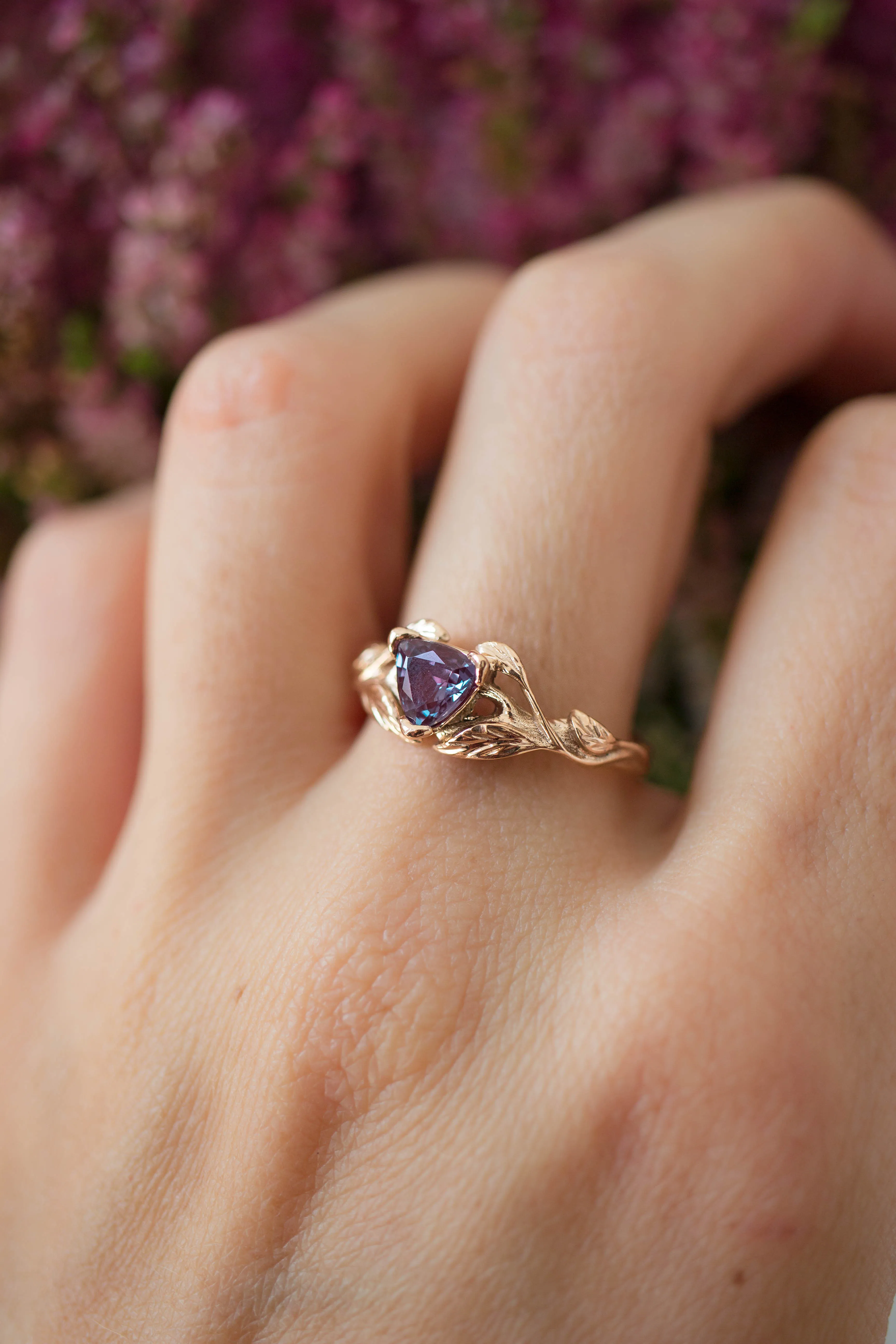 Clematis | branch engagement ring setting, trillion gemstone