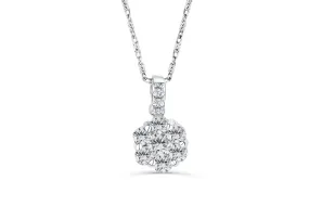 Cluster Diamond Pendant 0.65 CT TW 14K White Gold DPEN025