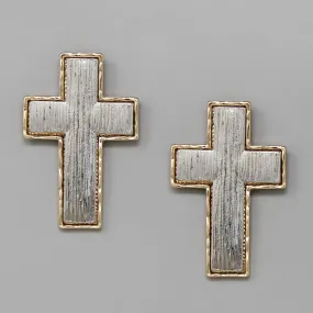 Cross Metal Drop Earrings