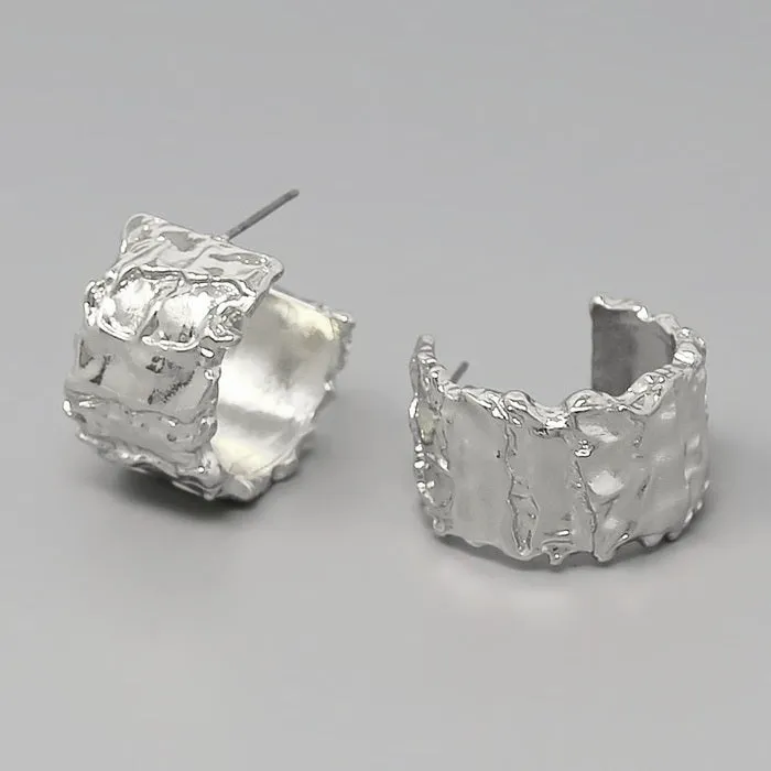 Crumpled Metal Hoop Earrings