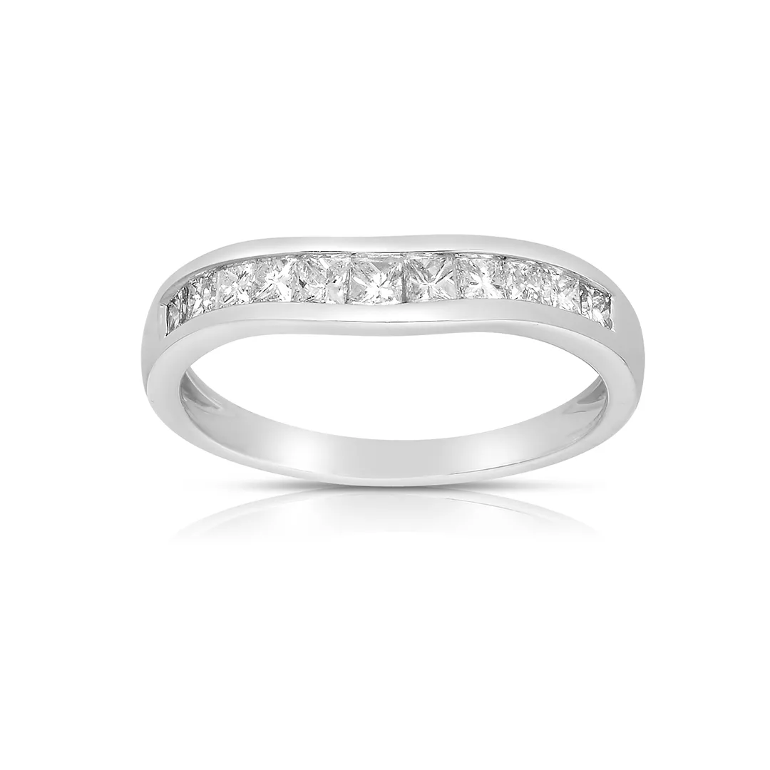 Curved Channel Set Band with Princess Cut Diamonds