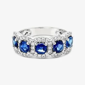 Cushion Cut Blue Sapphire & Diamond Small Ring