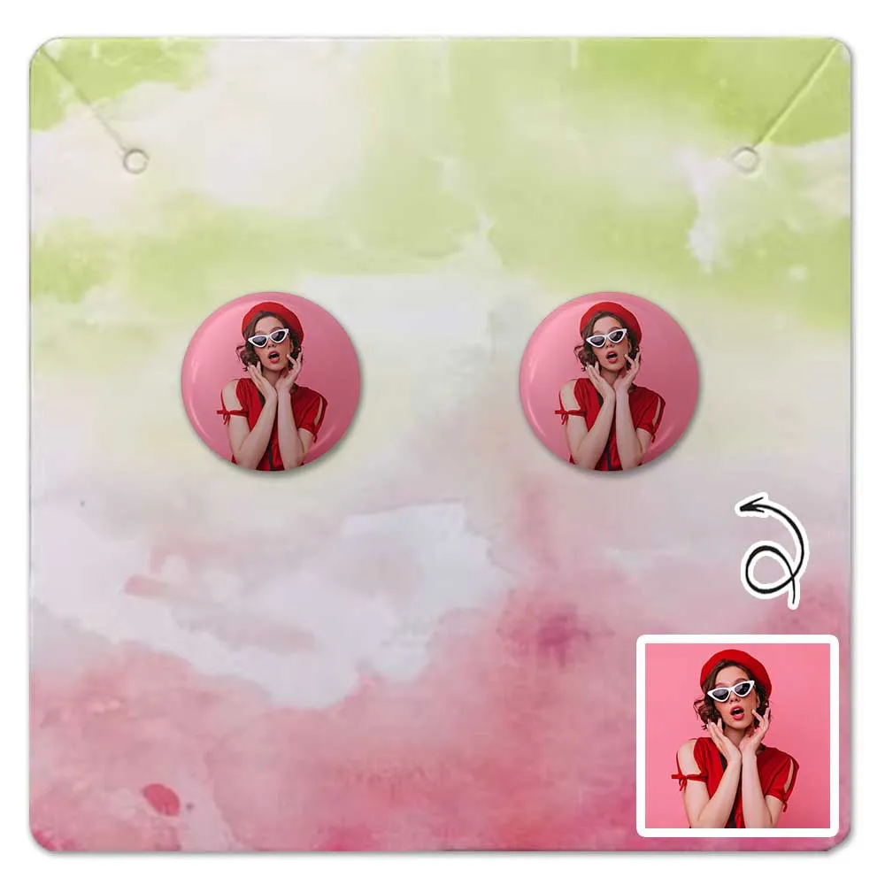 Custom Photo Face Earrings Personalized Portrait Earrings Custom Photo Earrings (Two Pairs)