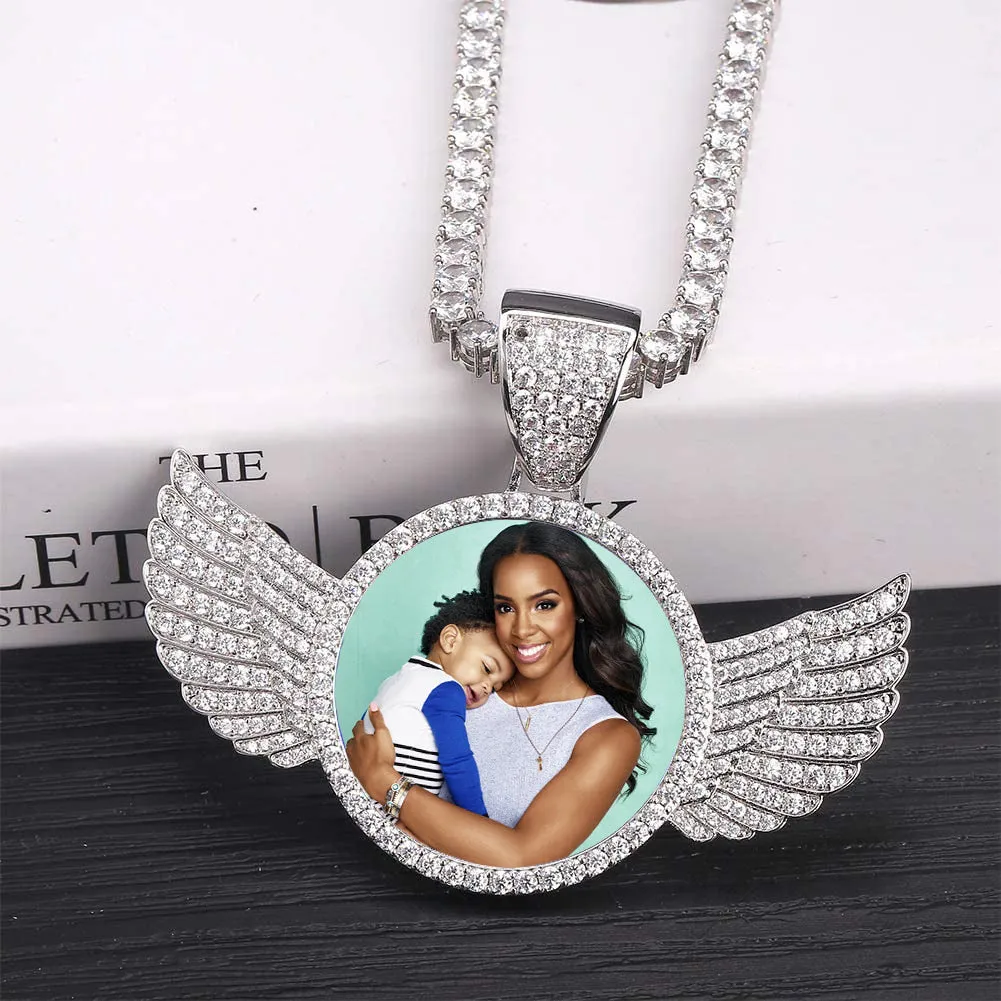 Custom Picture Necklace-Angel Wing Necklace