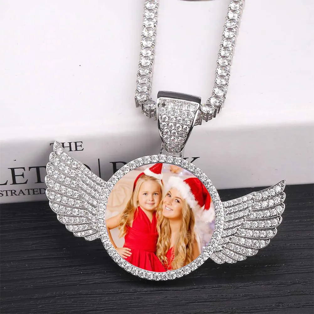 Custom Picture Necklace-Angel Wing Necklace