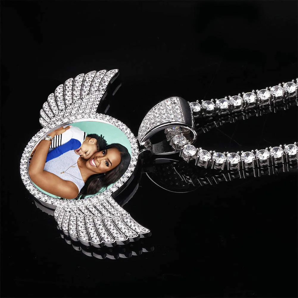 Custom Picture Necklace-Angel Wing Necklace