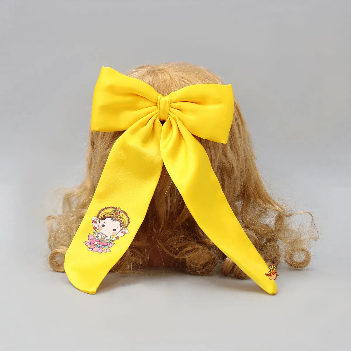 Cute Ganesha Printed Yellow Bowie Hair Clip