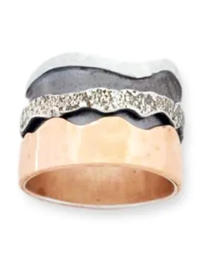 Designer Spinner ring  Sterling silver & 9KT Rose Gold spinning.