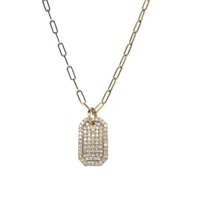 Diamond Dog Tag Chain Necklace