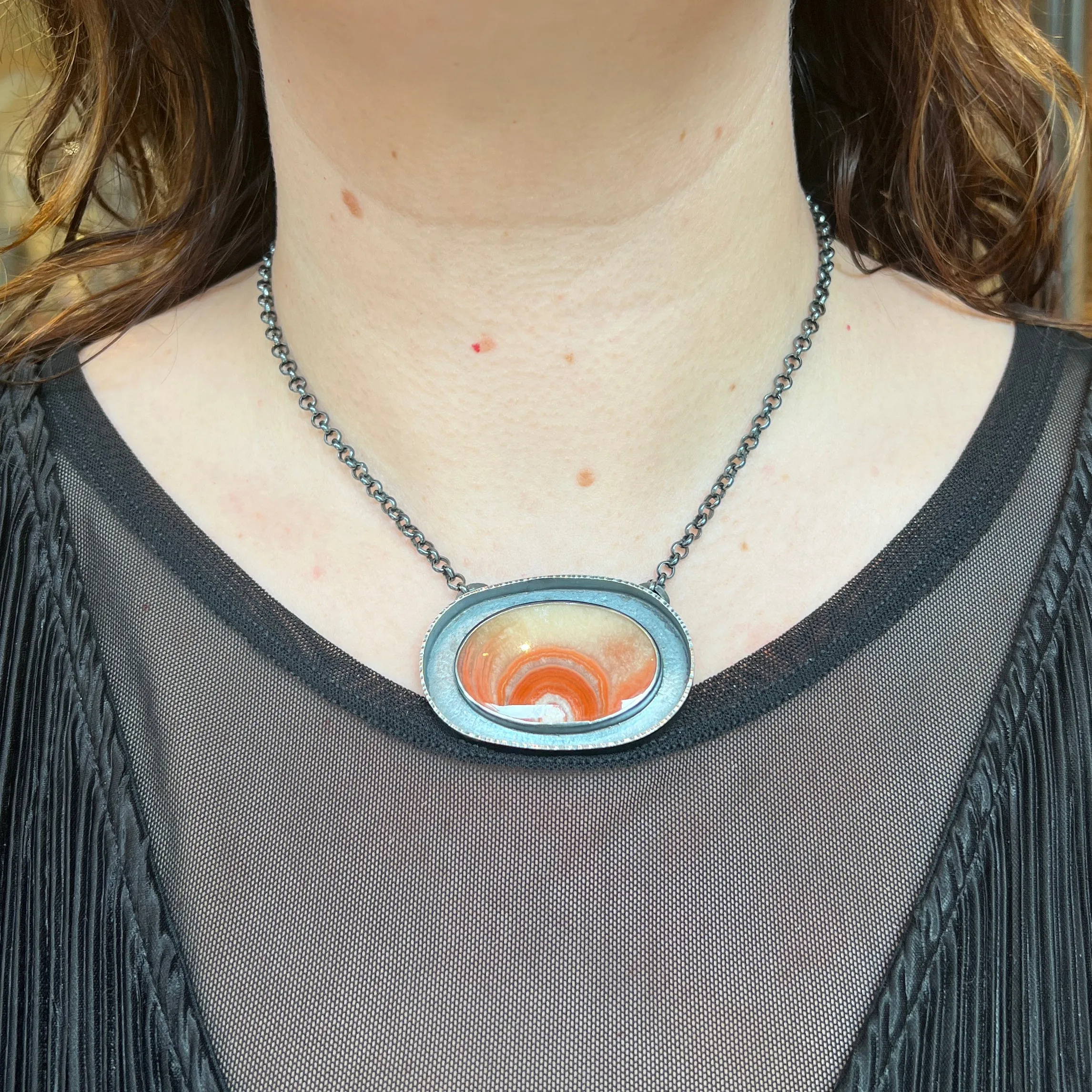 Dulcote Agate Frame Pendant Necklace