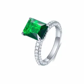 Emerald Green Radiant Cut Engagement Ring