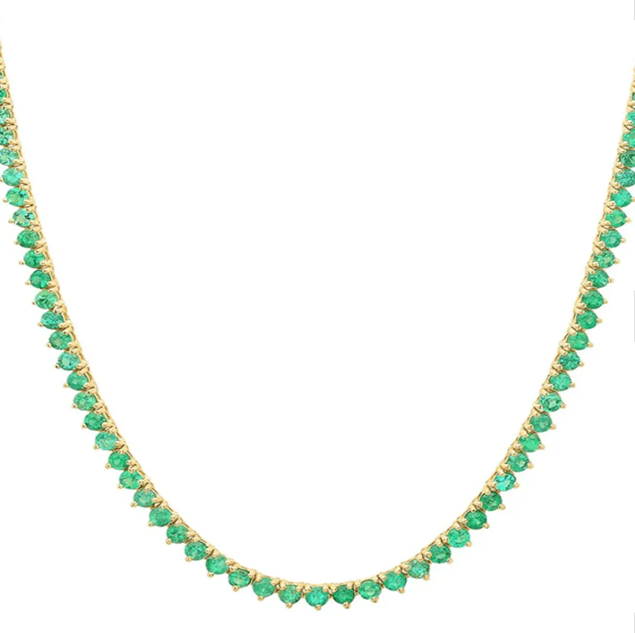 Emerald Tennis Necklace 3-Prong