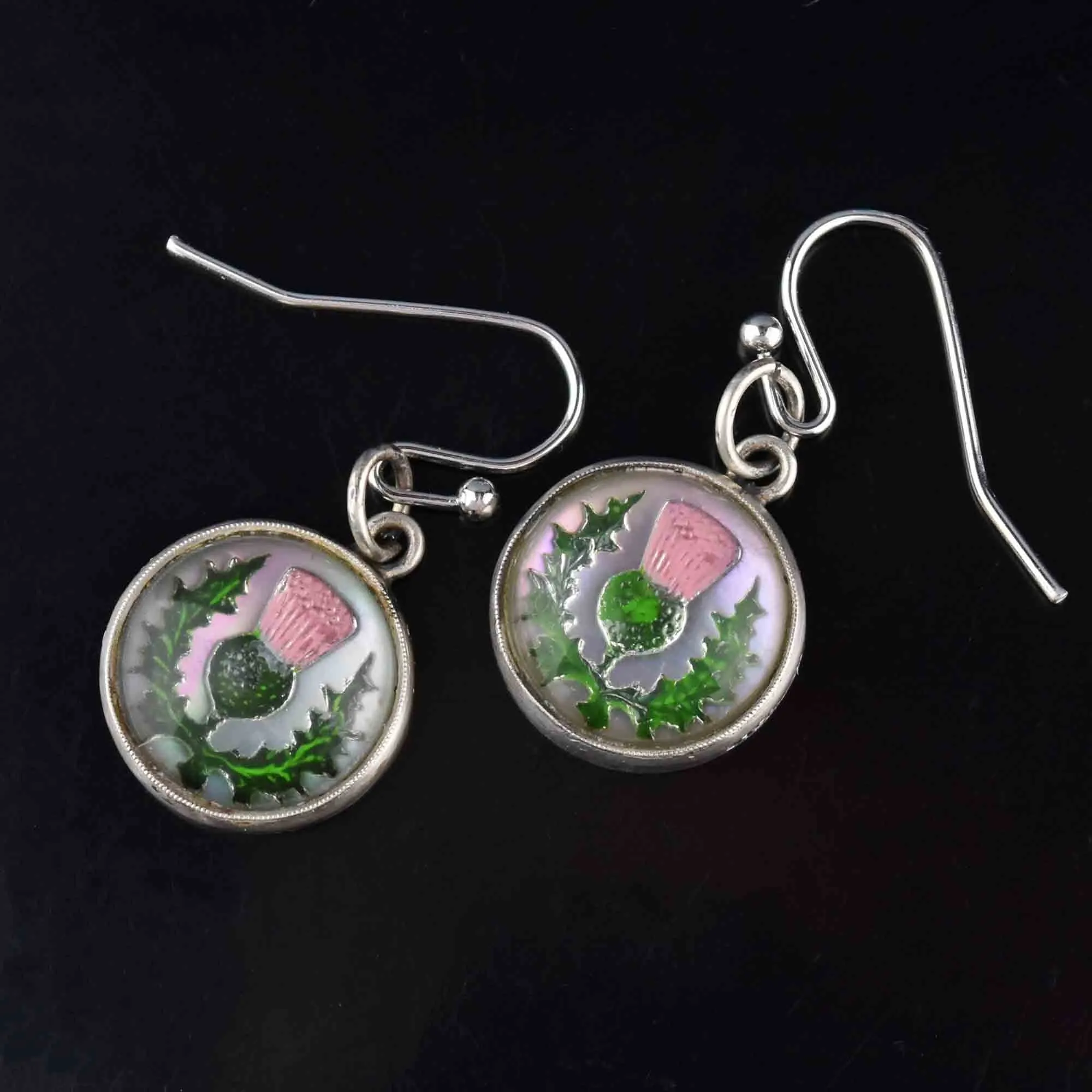 Essex Crystal Earrings, Scottish Thistle Reverse Intaglio