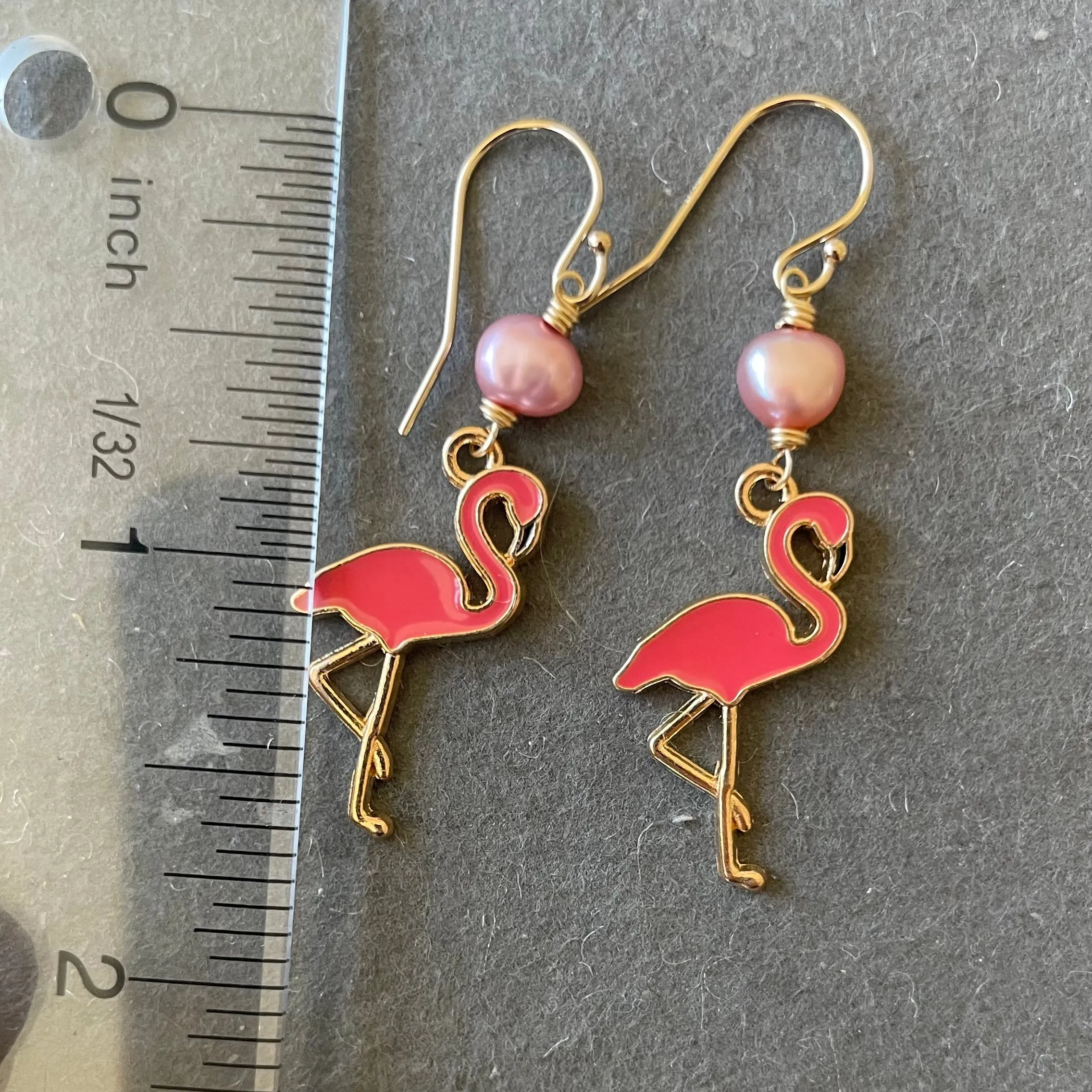 Flamingo and Pearl Dangles