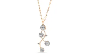 Floral Cluster Diamond Pendant 1.18 CT TW 14K Rose Gold DPEN036