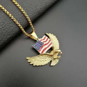 Flying Eagle＆Flag  Enamel Pendant