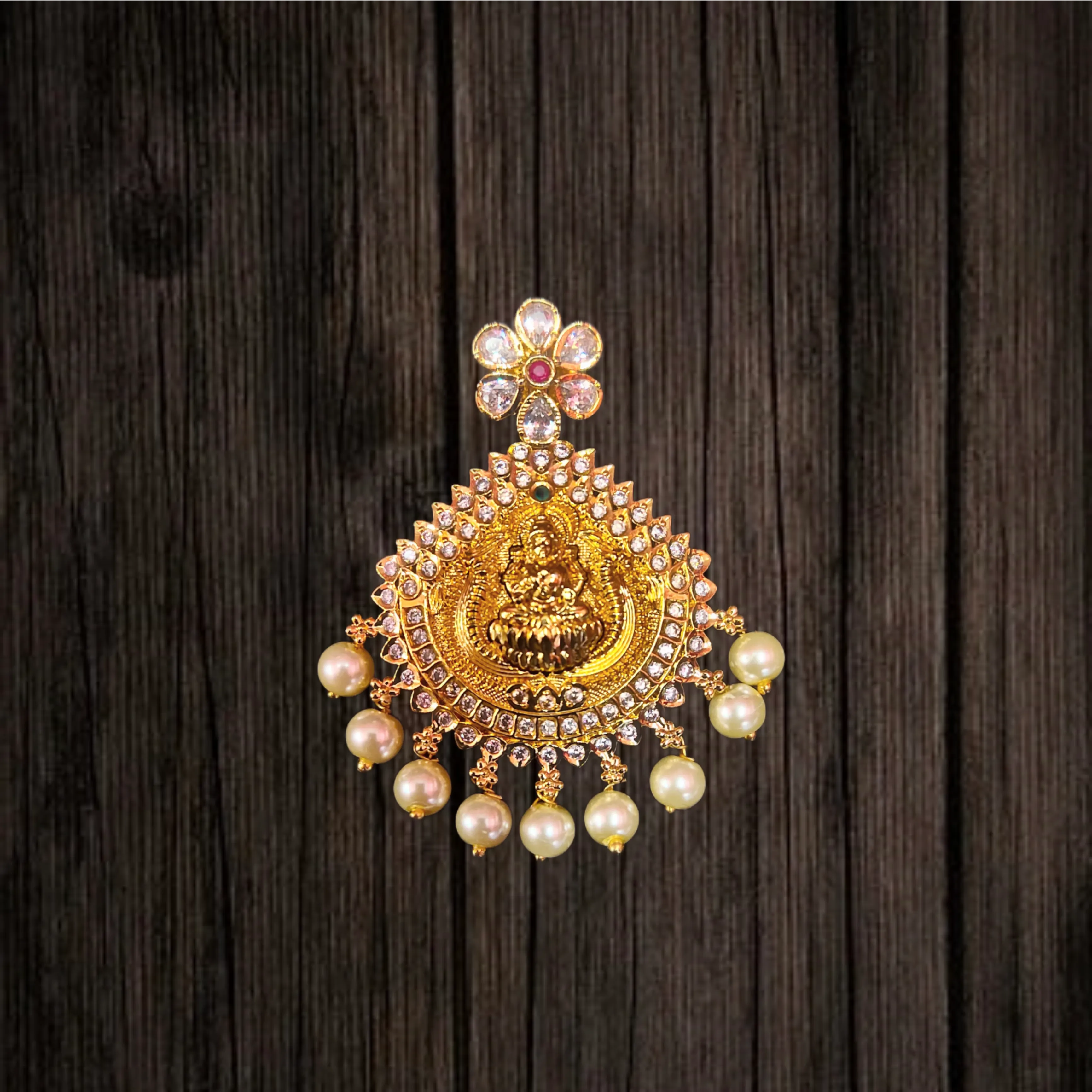 Glam Up Your Look with the Radiant Cz Laxmi Pendant by ASP Fashion Jewellery