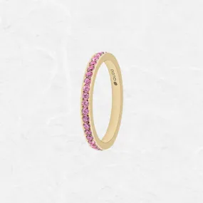 Gold Qudo Pink Crystal Eternity Ring