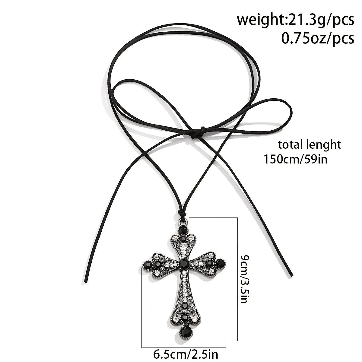 Gothic Halloween Exaggerated Large Cross Pendant Necklace