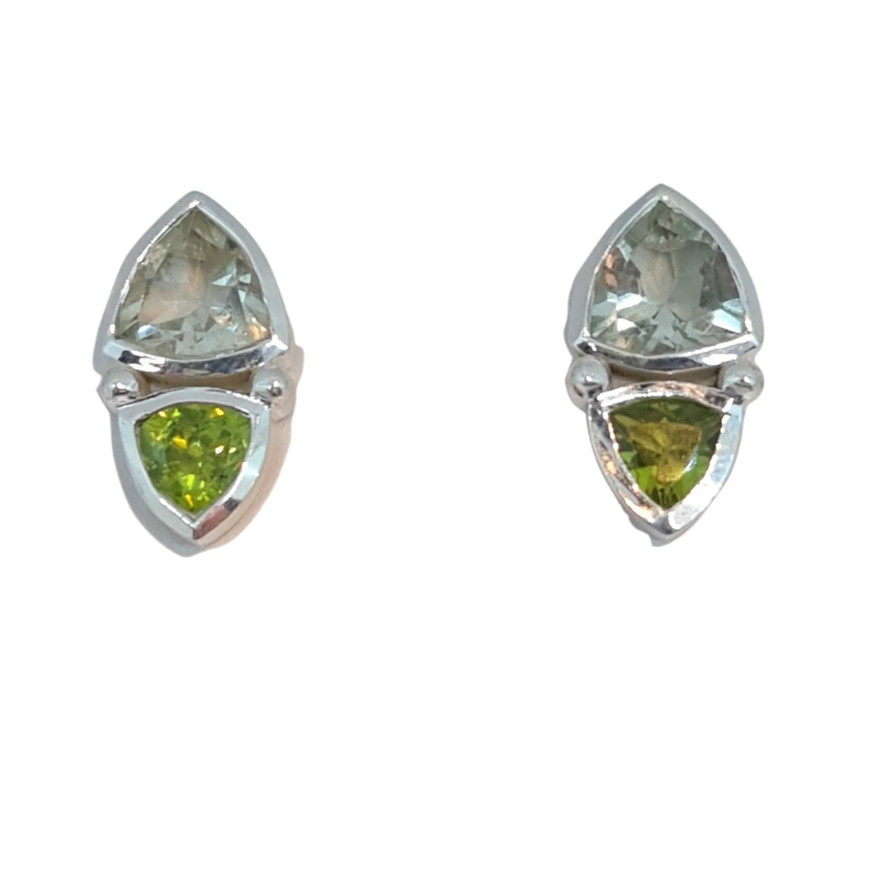 Green Amethyst Peridot Stud Earrings multi stone