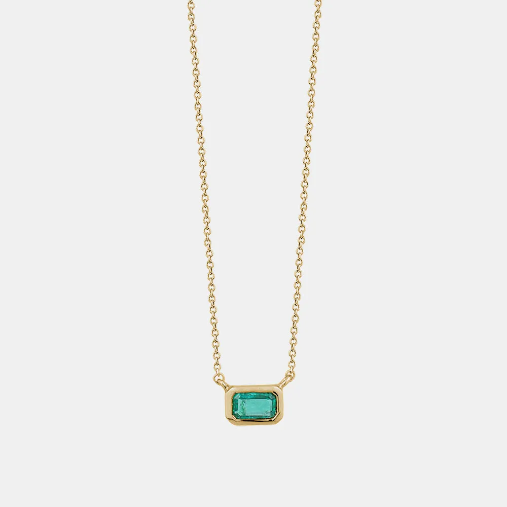 Green Emerald Baguette Necklace