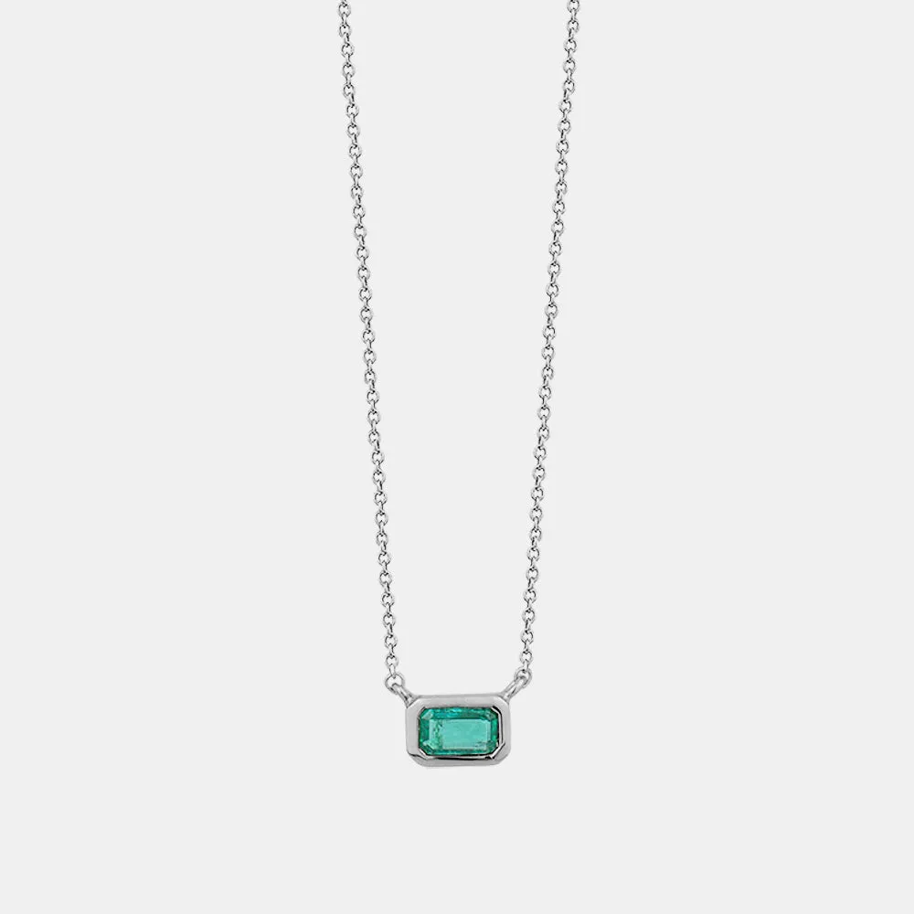 Green Emerald Baguette Necklace