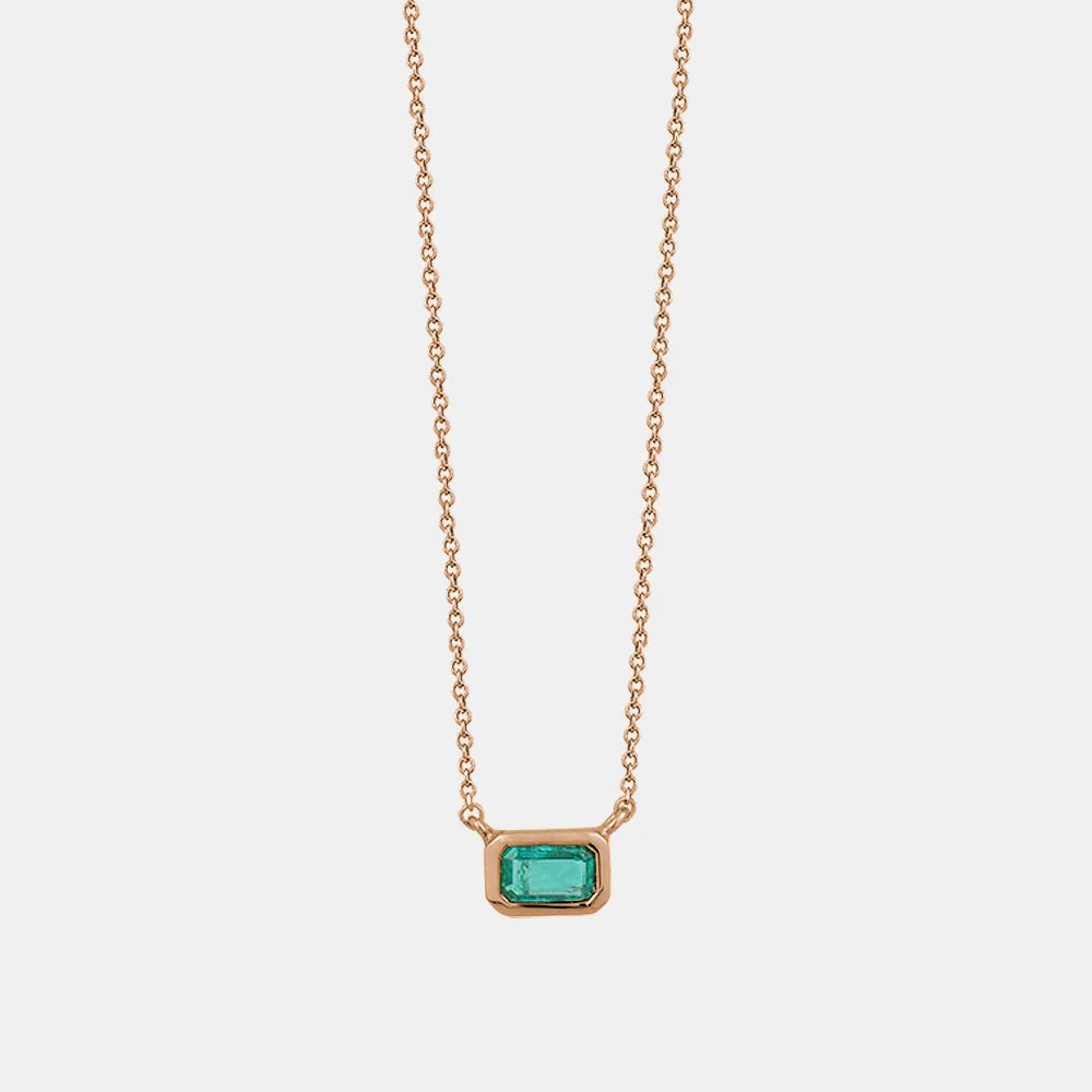 Green Emerald Baguette Necklace