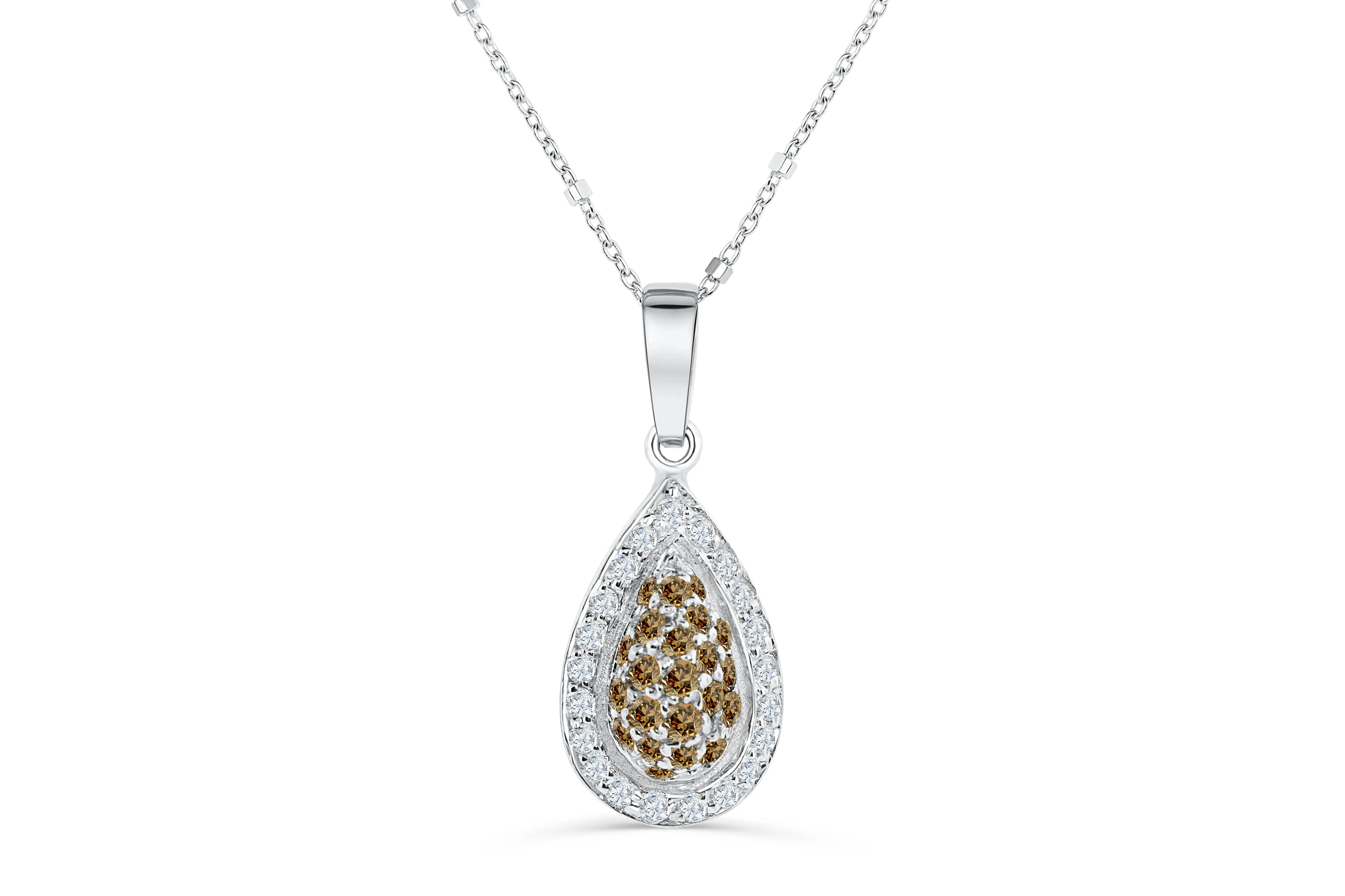 Halo Pave Chocolate Diamond Pendant 0.89 CT TW 14K White Gold DPEN051