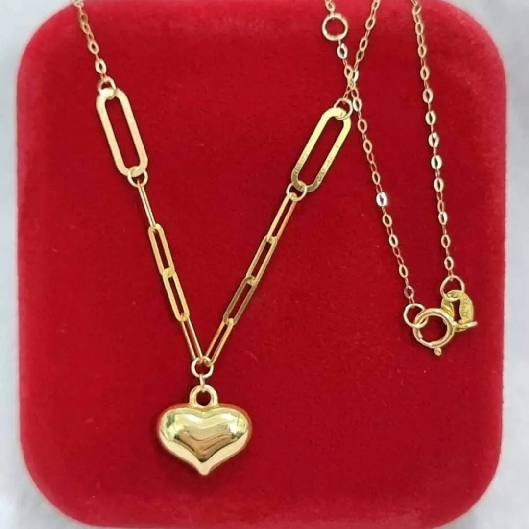 Heart Link Necklace 18K Gold