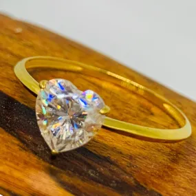 Heart Moissanite Solitaire Engagement/Women's Ring 18K Yellow Gold