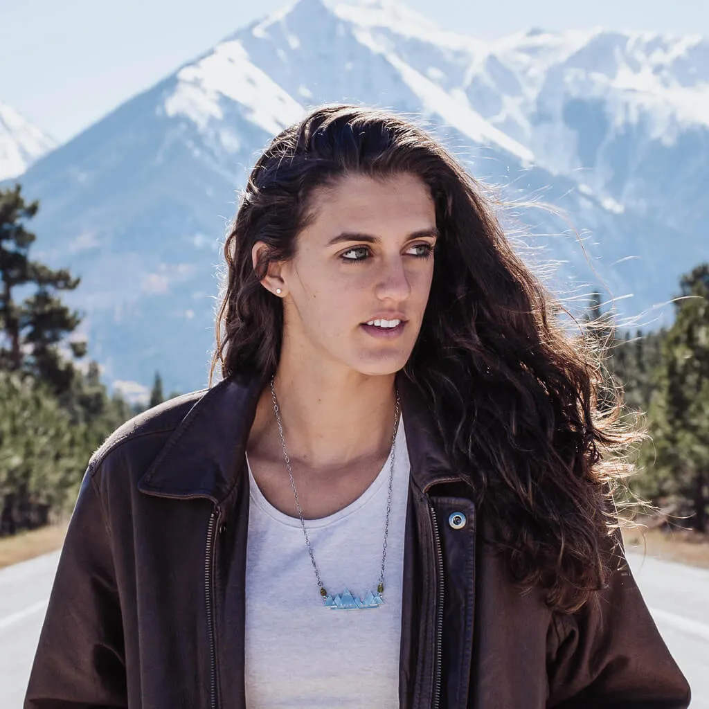 hike // pewter mountain hand stamped pendant necklace