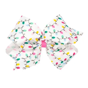 Holiday Lights Printed Grosgrain Hair Bow on Clippie