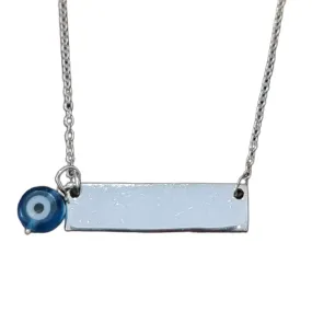 I.D. Bar Engraveable Evil Eye necklace in silver