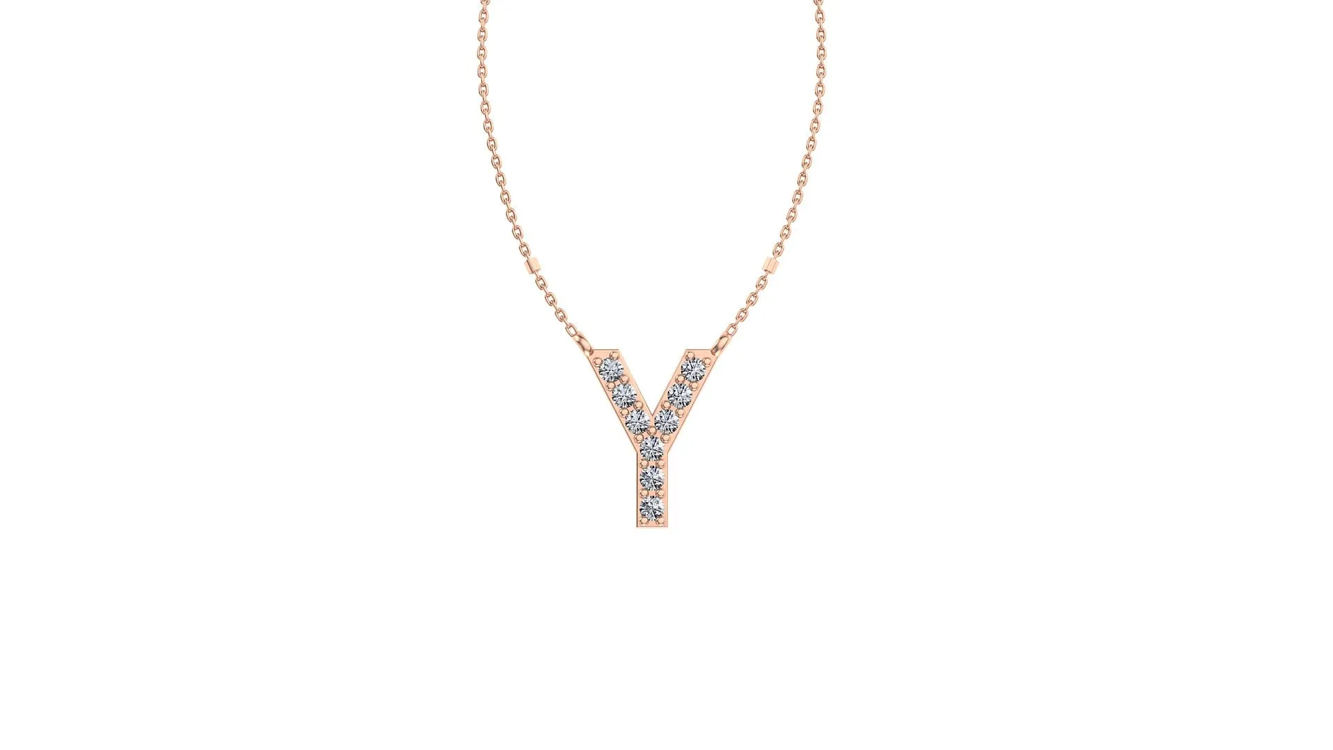 Initial Y Diamond Pendant 14K Gold DIP025