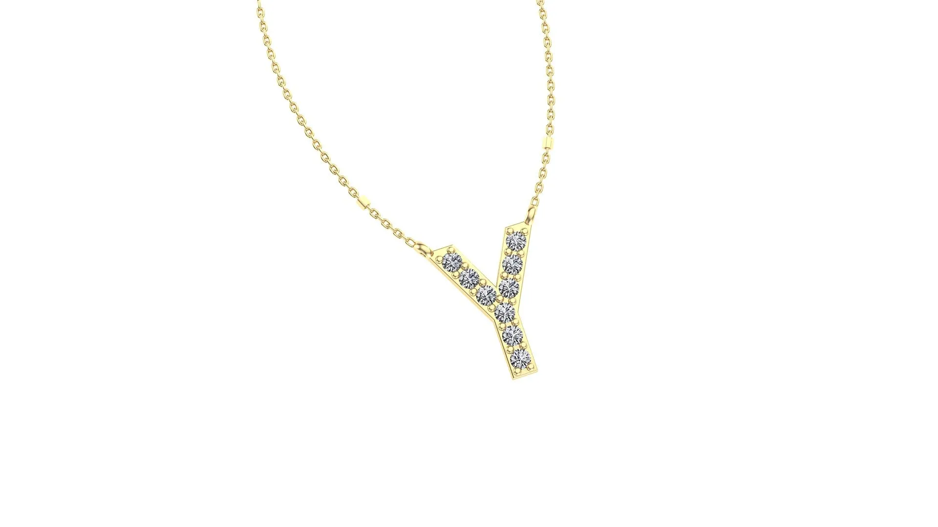 Initial Y Diamond Pendant 14K Gold DIP025