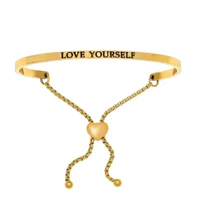 Intuitions Stainless Steel LOVE YOURSELF Diamond Accent Adjustable Bracelet